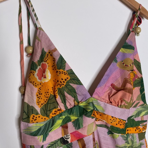 NEW Farm Rio Pink and Purple Tropical Print Midi Dress, Medium M. - Picture 3 of 10